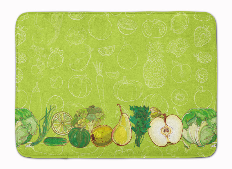 Fruits and Vegetables in Green Machine Washable Memory Foam Mat BB5135RUG