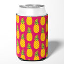 Pineapples on Pink Can or Bottle Hugger Cooler Sleeve for Standard 12 oz Cans, Insulated Foam Beer & Soda Can Hugger Reusable