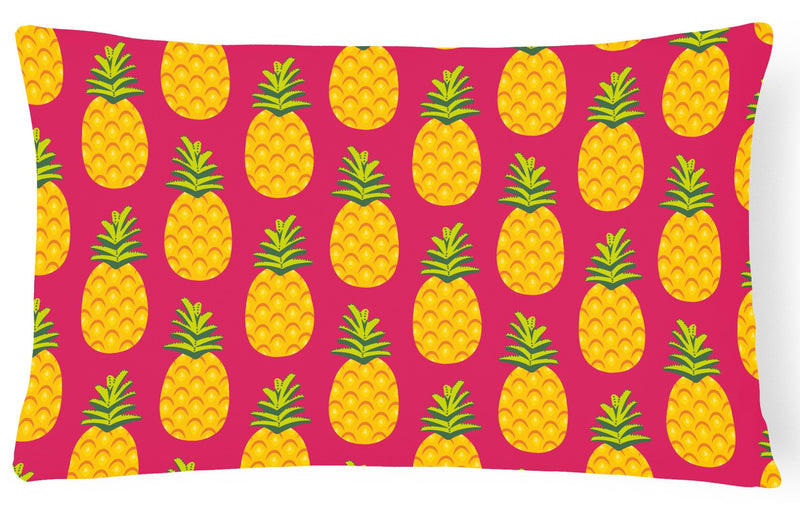 Pineapples on Pink Canvas Fabric Decorative Pillow BB5136PW1216