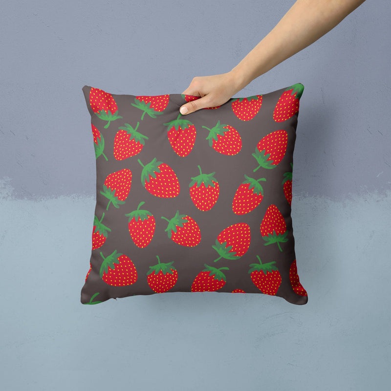 Strawberries on Gray Fabric Decorative Pillow BB5137PW1414