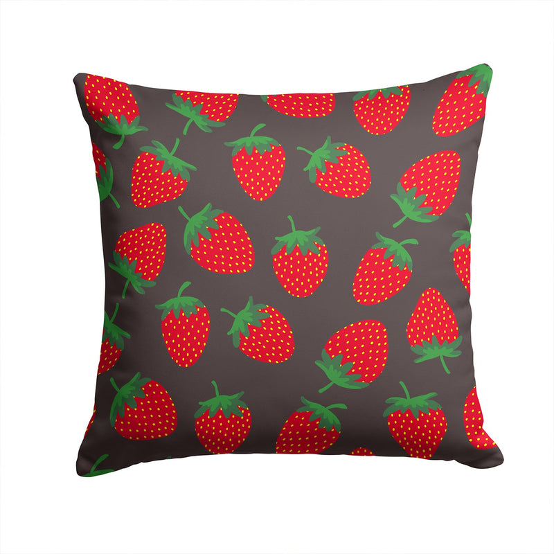 Strawberries on Gray Fabric Decorative Pillow BB5137PW1414