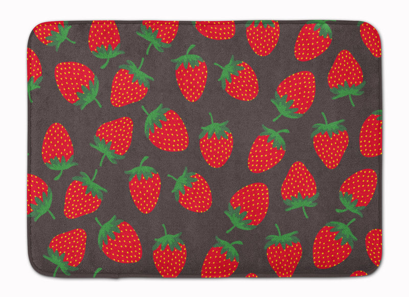 Strawberries on Gray Machine Washable Memory Foam Mat BB5137RUG