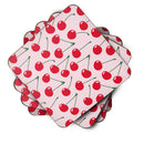 Cherries on Pink Foam Coasters Set of 4 Cup Coasters for Indoor Outdoor, Tabletop Protection, Anti Slip, Mouse pad Material