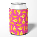 Bananas on Pink Can or Bottle Hugger Cooler Sleeve for Standard 12 oz Cans, Insulated Foam Beer & Soda Can Hugger Reusable