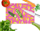 Bananas on Pink Cutting Board Tempered Glass Kitchen Cutting Surface, Heat Resistant Chopping, Non-Slip Feet, Food Prep & Serving