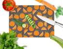 Oranges on Gray Cutting Board Tempered Glass Kitchen Cutting Surface, Heat Resistant Chopping, Non-Slip Feet, Food Prep & Serving