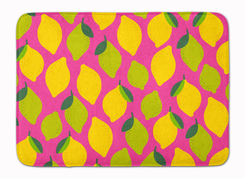 Lemons and Limes on Pink Machine Washable Memory Foam Mat BB5143RUG