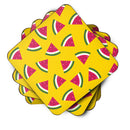 Watermelon on Yellow Foam Coasters Set of 4 Cup Coasters for Indoor Outdoor, Tabletop Protection, Anti Slip, Mouse pad Material