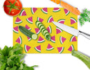 Watermelon on Yellow Cutting Board Tempered Glass Kitchen Cutting Surface, Heat Resistant Chopping, Non-Slip Feet, Food Prep & Serving