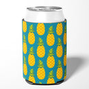 Pineapples on Teal Can or Bottle Hugger Cooler Sleeve for Standard 12 oz Cans, Insulated Foam Beer & Soda Can Hugger Reusable