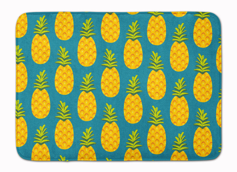 Pineapples on Teal Machine Washable Memory Foam Mat BB5145RUG