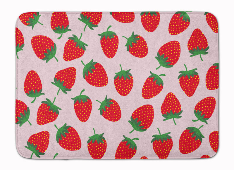 Strawberries on Pink Machine Washable Memory Foam Mat BB5146RUG