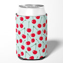 Cherries on Blue Can or Bottle Hugger Cooler Sleeve for Standard 12 oz Cans, Insulated Foam Beer & Soda Can Hugger Reusable