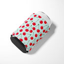 Cherries on Blue Can or Bottle Hugger Cooler Sleeve for Standard 12 oz Cans, Insulated Foam Beer & Soda Can Hugger Reusable