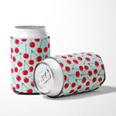 Cherries on Blue Can or Bottle Hugger Cooler Sleeve for Standard 12 oz Cans, Insulated Foam Beer & Soda Can Hugger Reusable