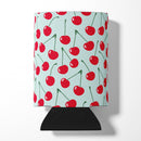 Cherries on Blue Can or Bottle Hugger Cooler Sleeve for Standard 12 oz Cans, Insulated Foam Beer & Soda Can Hugger Reusable