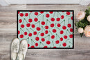 Cherries on Blue Doormat Indoor Outdoor 24H X 36W Front Door Mat Rugs for Entryway, Non Slip Washable Low Pile,