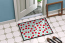 Cherries on Blue Doormat Indoor Outdoor 24H X 36W Front Door Mat Rugs for Entryway, Non Slip Washable Low Pile,