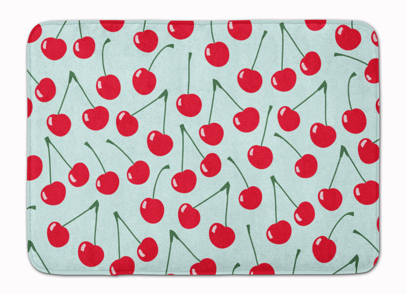 Cherries on Blue Machine Washable Memory Foam Mat BB5148RUG