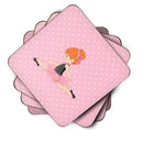 Ballerina Red Head Jete Foam Coasters Set of 4 Cup Coasters for Indoor Outdoor, Tabletop Protection, Anti Slip, Mouse pad Material