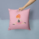 Ballerina Red Head Jete Decorative Throw Pillow 14x14 Indoor Outdoor Accent Cushion, Fabric Cover with Insert for Sofa, Bed, Porch & Living Room