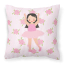 Ballerina Long Dark Hair Decorative Throw Pillow 18x18 Indoor Outdoor Accent Cushion, Fabric Cover with Insert for Sofa, Bed, Porch & Living Room