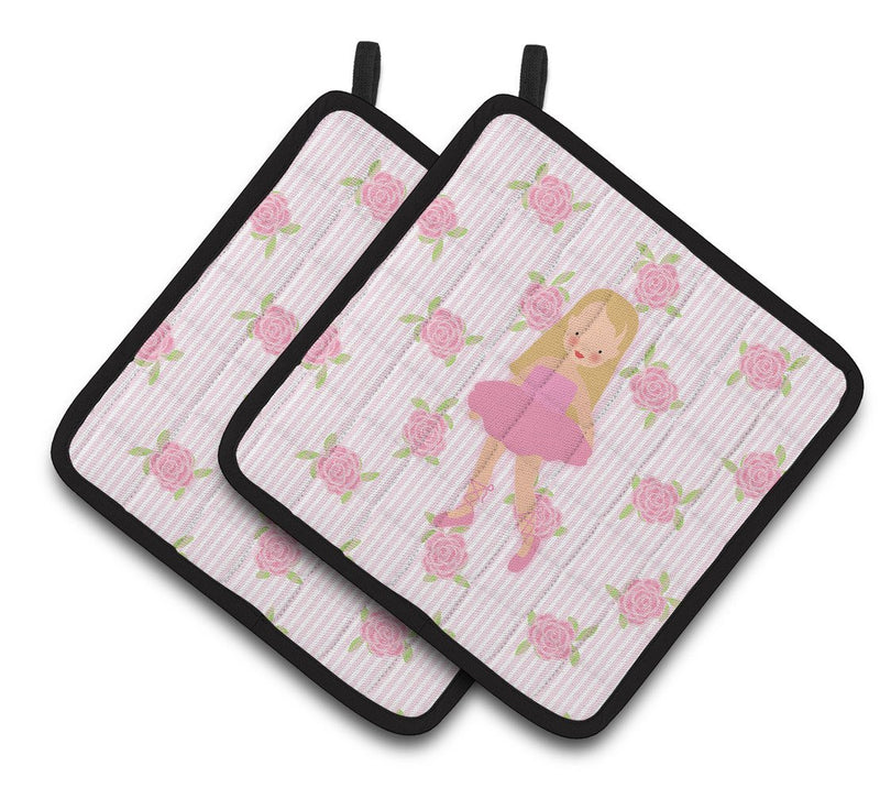 Ballerina Long Haired Blonde Pair of Pot Holders BB5185PTHD