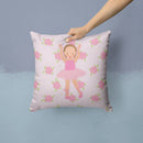Ballerina Brown Hair Ponytails Decorative Throw Pillow 14x14 Indoor Outdoor Accent Cushion, Fabric Cover with Insert for Sofa, Bed, Porch & Living Room
