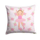 Ballerina Brown Hair Ponytails Decorative Throw Pillow 14x14 Indoor Outdoor Accent Cushion, Fabric Cover with Insert for Sofa, Bed, Porch & Living Room