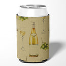 White Wine on Linen Can or Bottle Hugger Cooler Sleeve for Standard 12 oz Cans, Insulated Foam Beer & Soda Can Hugger Reusable