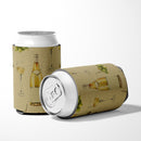 White Wine on Linen Can or Bottle Hugger Cooler Sleeve for Standard 12 oz Cans, Insulated Foam Beer & Soda Can Hugger Reusable