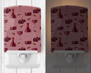 Red Wine on Linen Ceramic Night Light Compact, UL-Certified, Ideal for Bedroom, Bathroom, Nursery, Hallway, Kitchen, 6x4x3, Multicolor
