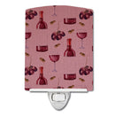 Red Wine on Linen Ceramic Night Light Compact, UL-Certified, Ideal for Bedroom, Bathroom, Nursery, Hallway, Kitchen, 6x4x3, Multicolor