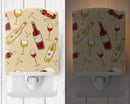 Red and White Wine Ceramic Night Light Compact, UL-Certified, Ideal for Bedroom, Bathroom, Nursery, Hallway, Kitchen, 6x4x3, Multicolor