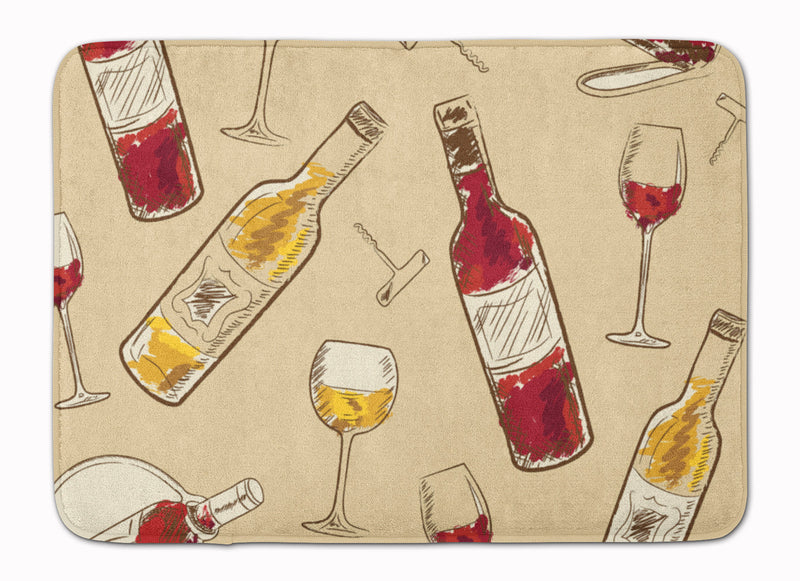 Red and White Wine Machine Washable Memory Foam Mat BB5196RUG