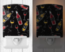Red and White Wine on Black Ceramic Night Light Compact, UL-Certified, Ideal for Bedroom, Bathroom, Nursery, Hallway, Kitchen, 6x4x3, Multicolor