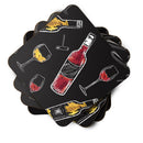 Red and White Wine on Black Foam Coasters Set of 4 Cup Coasters for Indoor Outdoor, Tabletop Protection, Anti Slip, Mouse pad Material
