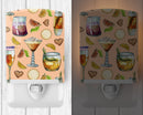 Drinks and Cocktails Peach Ceramic Night Light Compact, UL-Certified, Ideal for Bedroom, Bathroom, Nursery, Hallway, Kitchen, 6x4x3, Multicolor