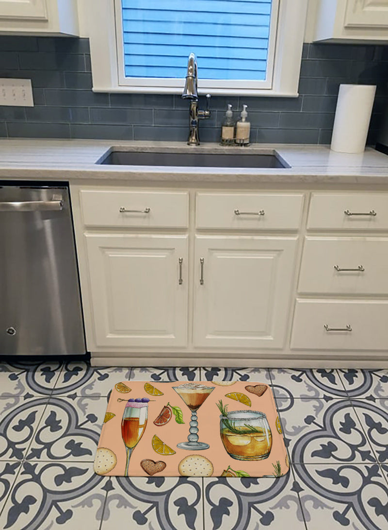 Drinks and Cocktails Peach Machine Washable Memory Foam Mat BB5200RUG