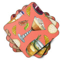 Drinks and Cocktails Salmon Foam Coasters Set of 4 Cup Coasters for Indoor Outdoor, Tabletop Protection, Anti Slip, Mouse pad Material