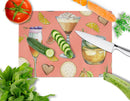 Drinks and Cocktails Salmon Cutting Board Tempered Glass Kitchen Cutting Surface, Heat Resistant Chopping, Non-Slip Feet, Food Prep & Serving