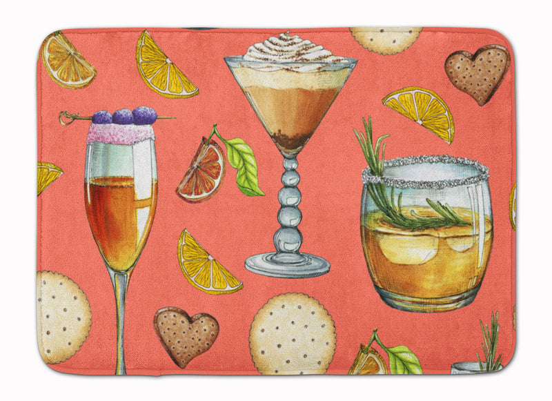 Drinks and Cocktails Salmon Machine Washable Memory Foam Mat BB5201RUG