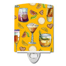 Drinks and Cocktails Gold Ceramic Night Light Compact, UL-Certified, Ideal for Bedroom, Bathroom, Nursery, Hallway, Kitchen, 6x4x3, Multicolor