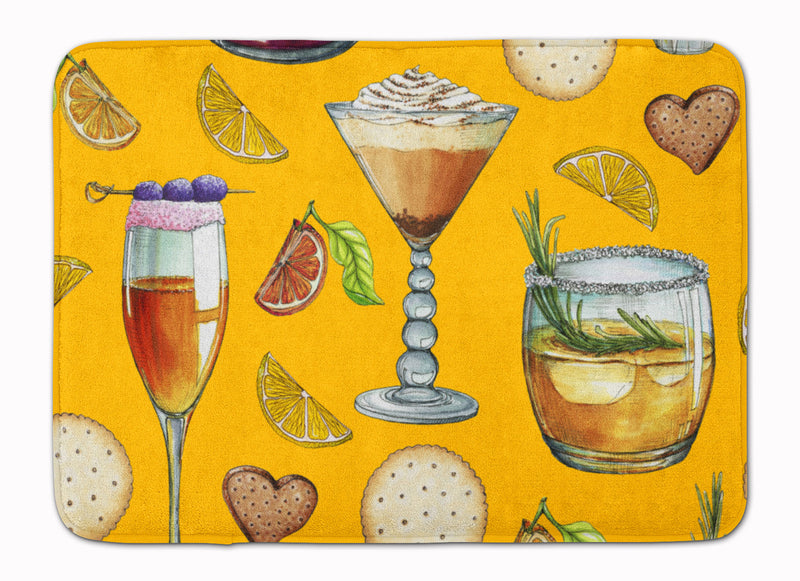 Drinks and Cocktails Gold Machine Washable Memory Foam Mat BB5202RUG