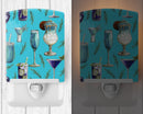 Drinks and Cocktails Blue Ceramic Night Light Compact, UL-Certified, Ideal for Bedroom, Bathroom, Nursery, Hallway, Kitchen, 6x4x3, Multicolor