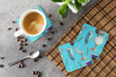 Drinks and Cocktails Blue Foam Coasters Set of 4 Cup Coasters for Indoor Outdoor, Tabletop Protection, Anti Slip, Mouse pad Material