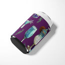 Drinks and Cocktails Purple Can or Bottle Hugger Cooler Sleeve for Standard 12 oz Cans, Insulated Foam Beer & Soda Can Hugger Reusable