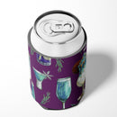 Drinks and Cocktails Purple Can or Bottle Hugger Cooler Sleeve for Standard 12 oz Cans, Insulated Foam Beer & Soda Can Hugger Reusable