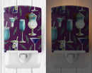 Drinks and Cocktails Purple Ceramic Night Light Compact, UL-Certified, Ideal for Bedroom, Bathroom, Nursery, Hallway, Kitchen, 6x4x3, Multicolor