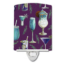 Drinks and Cocktails Purple Ceramic Night Light Compact, UL-Certified, Ideal for Bedroom, Bathroom, Nursery, Hallway, Kitchen, 6x4x3, Multicolor